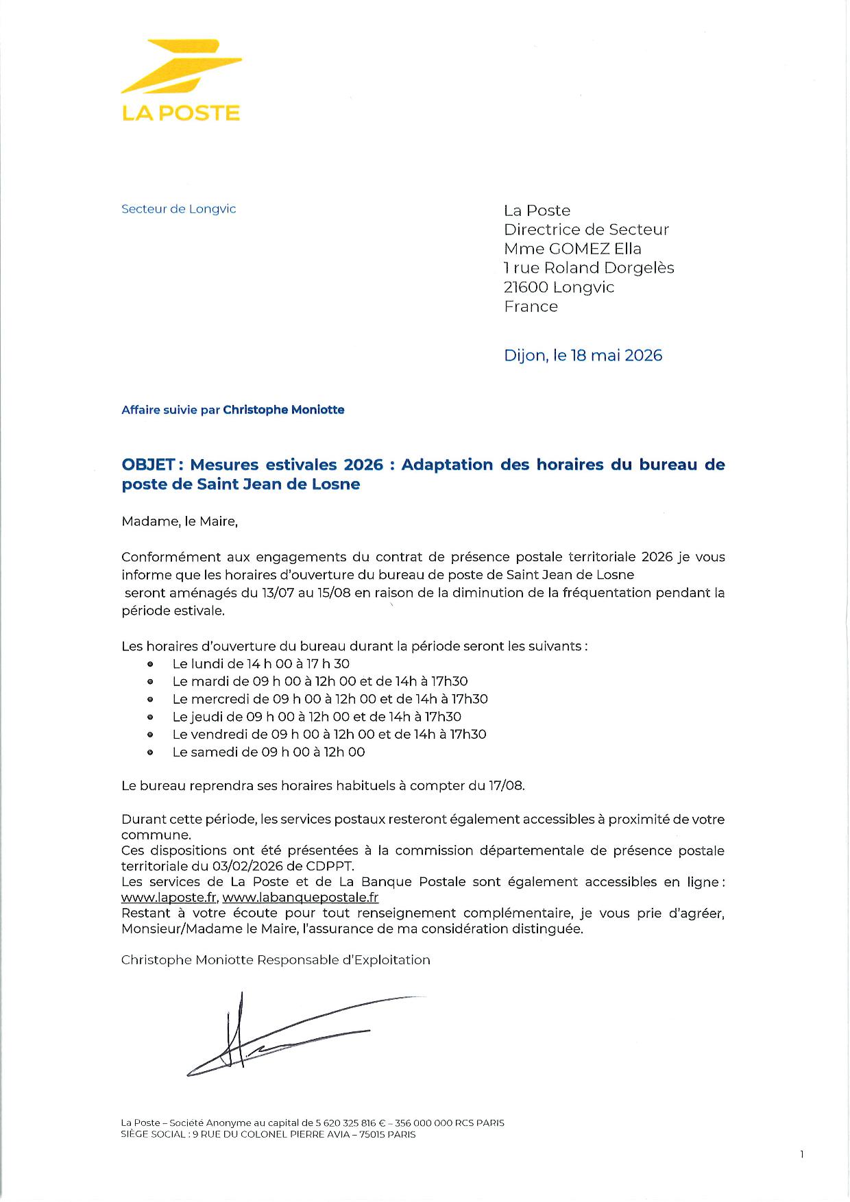 Information de la Poste