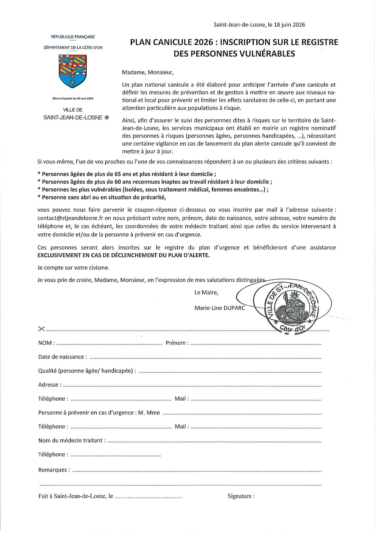 Registre des personnes vulnérables