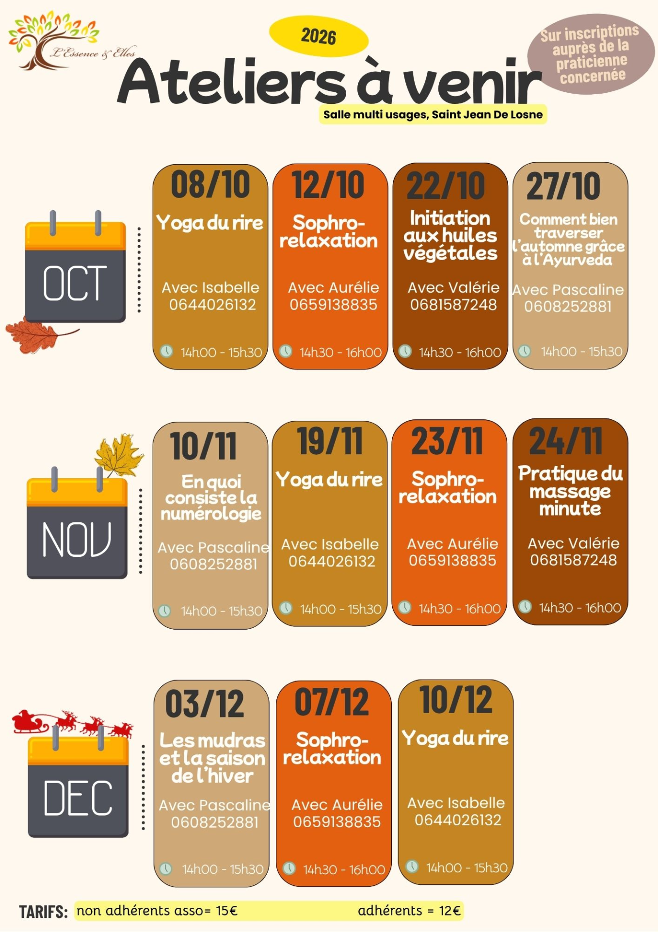Ateliers Essence & Elles 3e trimestre 2026